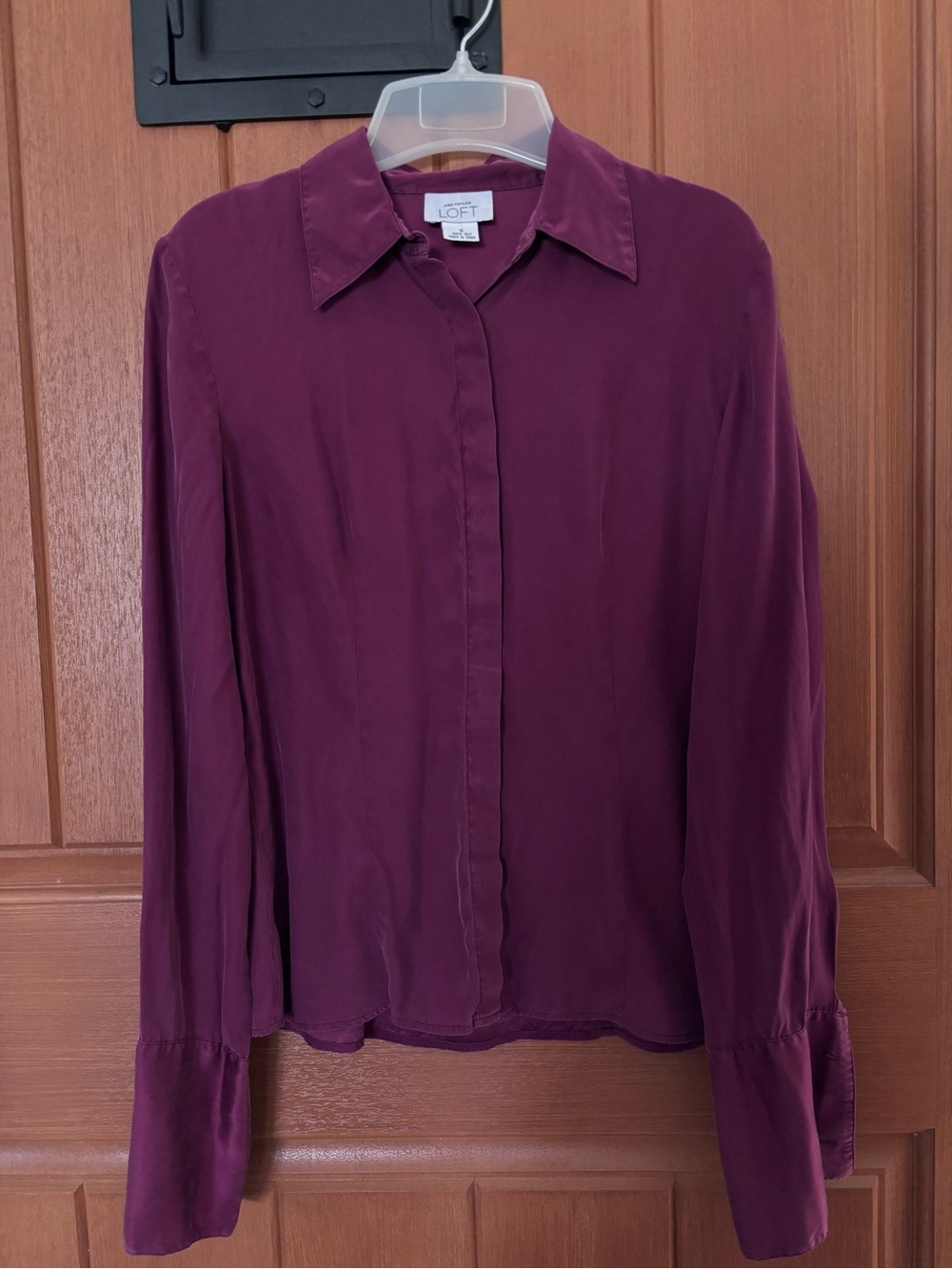 Ann Taylor Deep Plum Button-Down Blouse